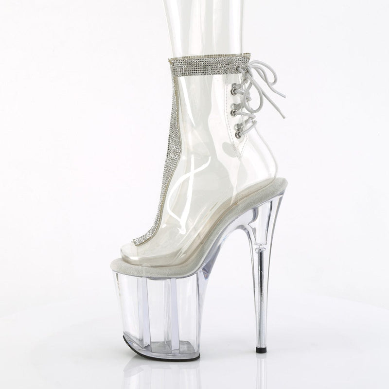 Pleaser FLAMINGO-1018C-2RS Platform Ankle Boot (Clear-Rhinestone/Clear)