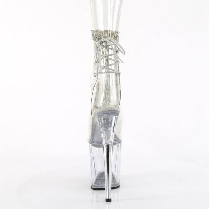 Pleaser FLAMINGO-1018C-2RS Platform Ankle Boot (Clear-Rhinestone/Clear)