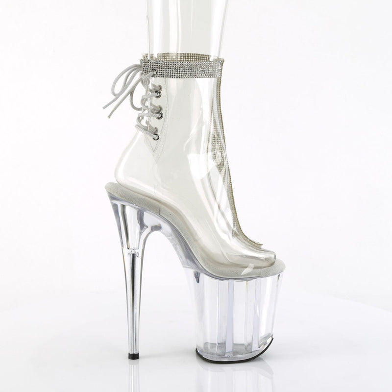 Pleaser FLAMINGO-1018C-2RS Platform Ankle Boot (Clear-Rhinestone/Clear)