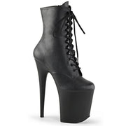Pleaser FLAMINGO-1020 Platform Ankle Boot (Black Faux Leather/Black Matte)