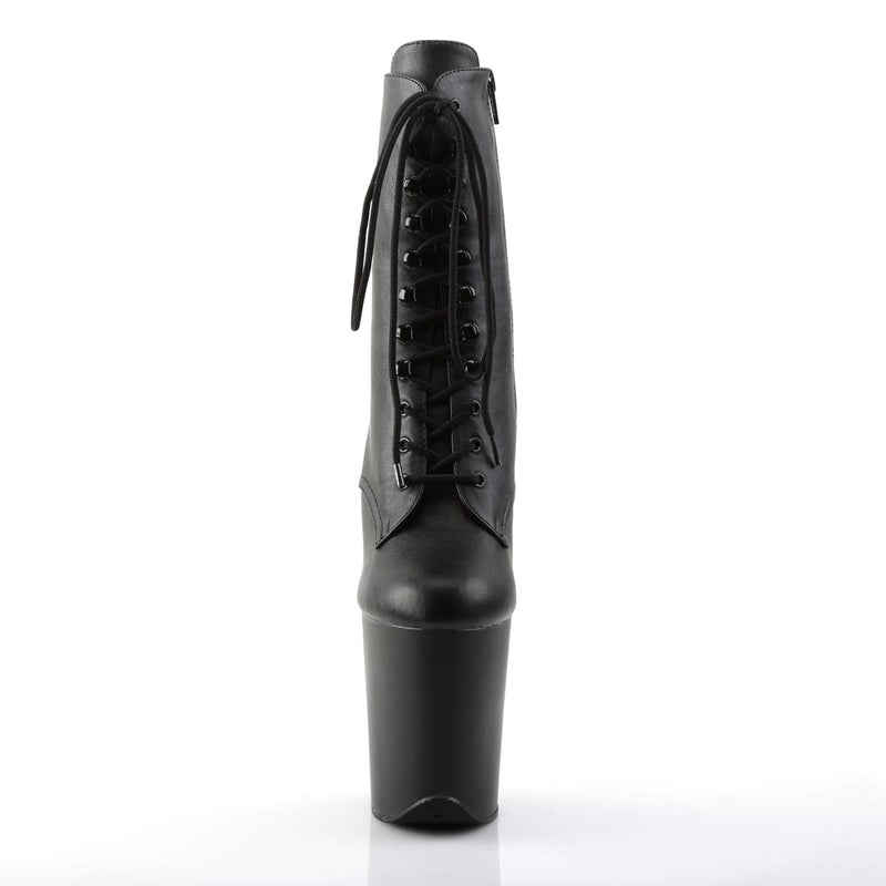 Pleaser FLAMINGO-1020 Platform Ankle Boot (Black Faux Leather/Black Matte)