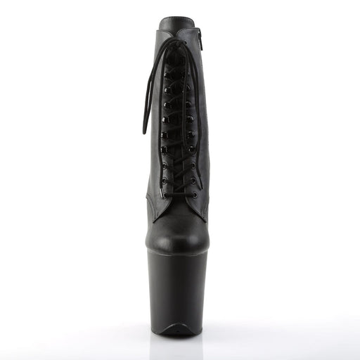 Pleaser FLAMINGO-1020 Platform Ankle Boot (Black Faux Leather/Black Matte)