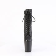 Pleaser FLAMINGO-1020 Platform Ankle Boot (Black Leather/Black Matte)
