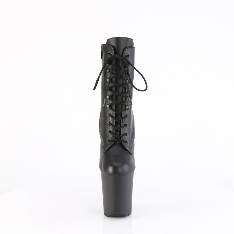 Pleaser FLAMINGO-1020 Platform Ankle Boot (Black Leather/Black Matte)