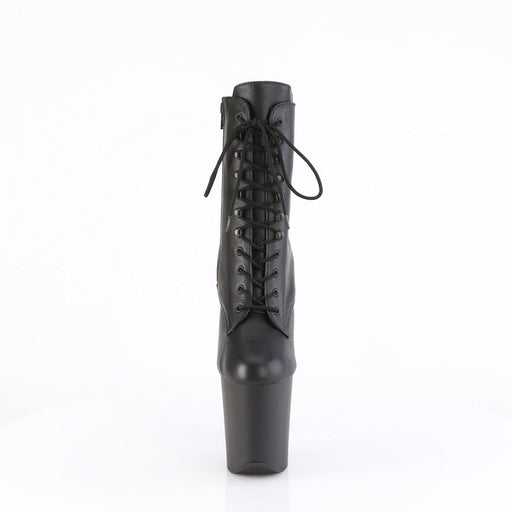 Pleaser FLAMINGO-1020 Platform Ankle Boot (Black Leather/Black Matte)