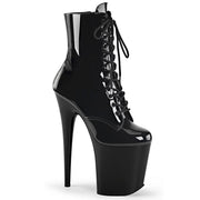 Pleaser FLAMINGO-1020 Platform Ankle Boot (Black Patent/Black)