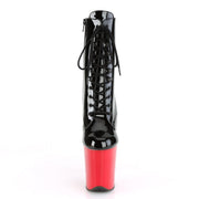 Pleaser FLAMINGO-1020 Platform Ankle Boot (Black Patent/Red)