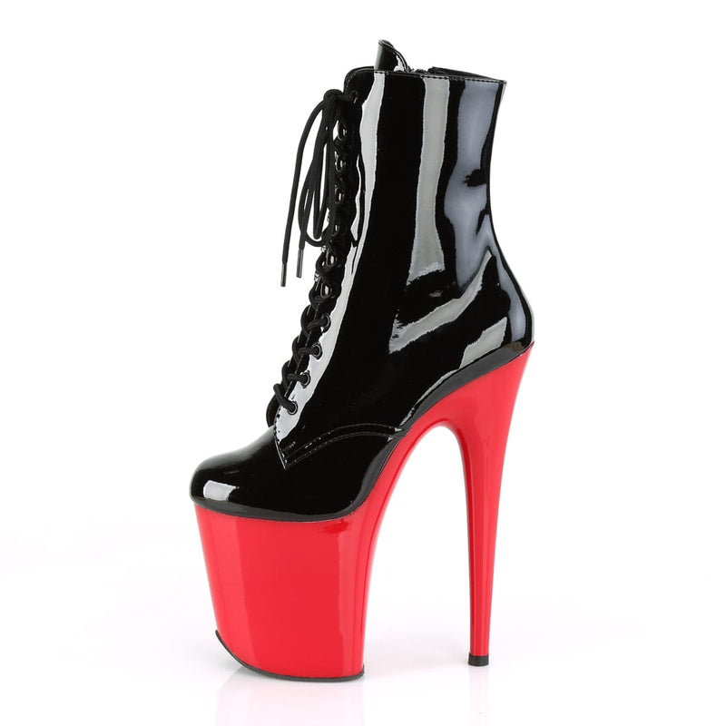 Pleaser FLAMINGO-1020 Platform Ankle Boot (Black Patent/Red)