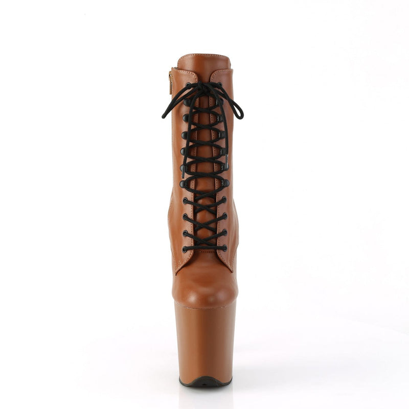Pleaser FLAMINGO-1020 Platform Ankle Boot (Caramel Faux Leather/Caramel Matte)
