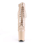 Pleaser FLAMINGO-1020 Platform Ankle Boot (Nude Patent/Nude)