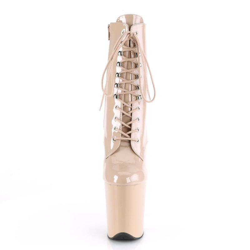 Pleaser FLAMINGO-1020 Platform Ankle Boot (Nude Patent/Nude)