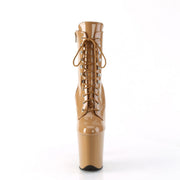 Pleaser FLAMINGO-1020 Platform Ankle Boot (Toffee Patent/Toffee)