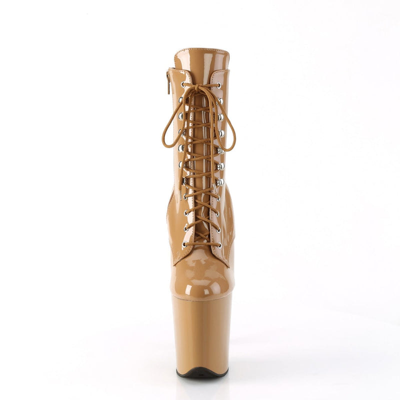 Pleaser FLAMINGO-1020 Platform Ankle Boot (Toffee Patent/Toffee)