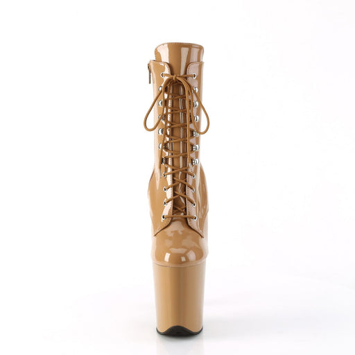 Pleaser FLAMINGO-1020 Platform Ankle Boot (Toffee Patent/Toffee)