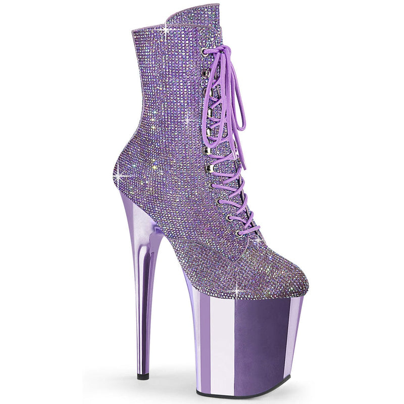 Pleaser FLAMINGO-1020CHRS Platform Ankle Boot (Lavender Multi Rhinestone/Lavender Chrome)