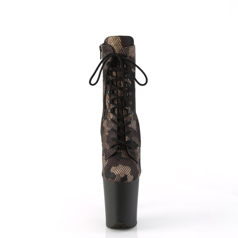 Pleaser FLAMINGO-1020CM Platform Ankle Boot (Green Camo-Mesh/Black Matte)