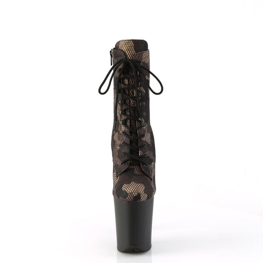 Pleaser FLAMINGO-1020CM Platform Ankle Boot (Green Camo-Mesh/Black Matte)