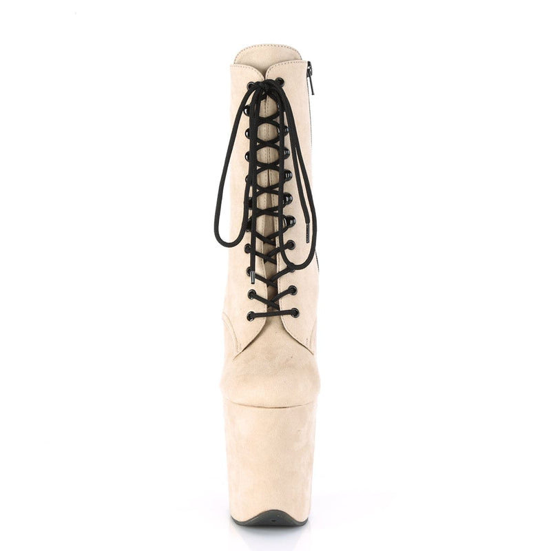 Pleaser FLAMINGO-1020FS Platform Ankle Boot (Beige Faux Suede/Beige Faux Suede)