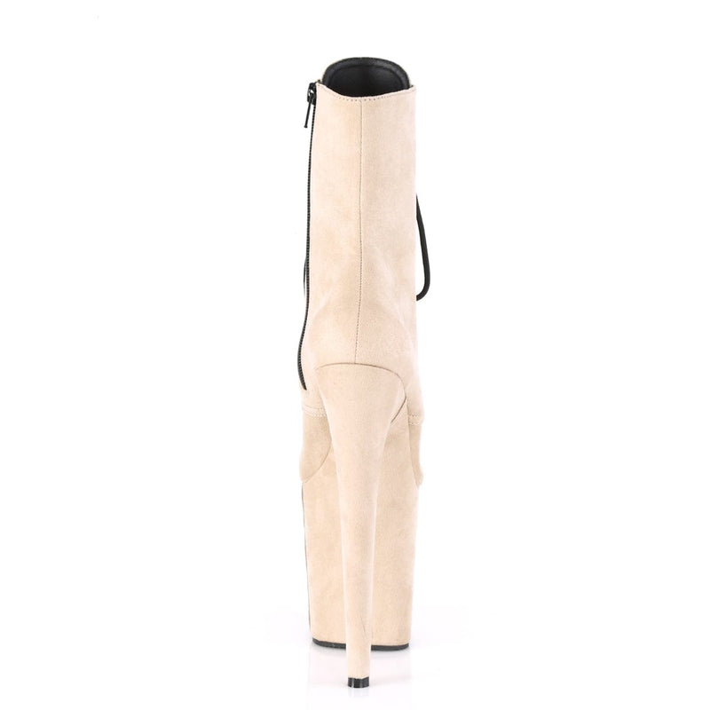 Pleaser FLAMINGO-1020FS Platform Ankle Boot (Beige Faux Suede/Beige Faux Suede)