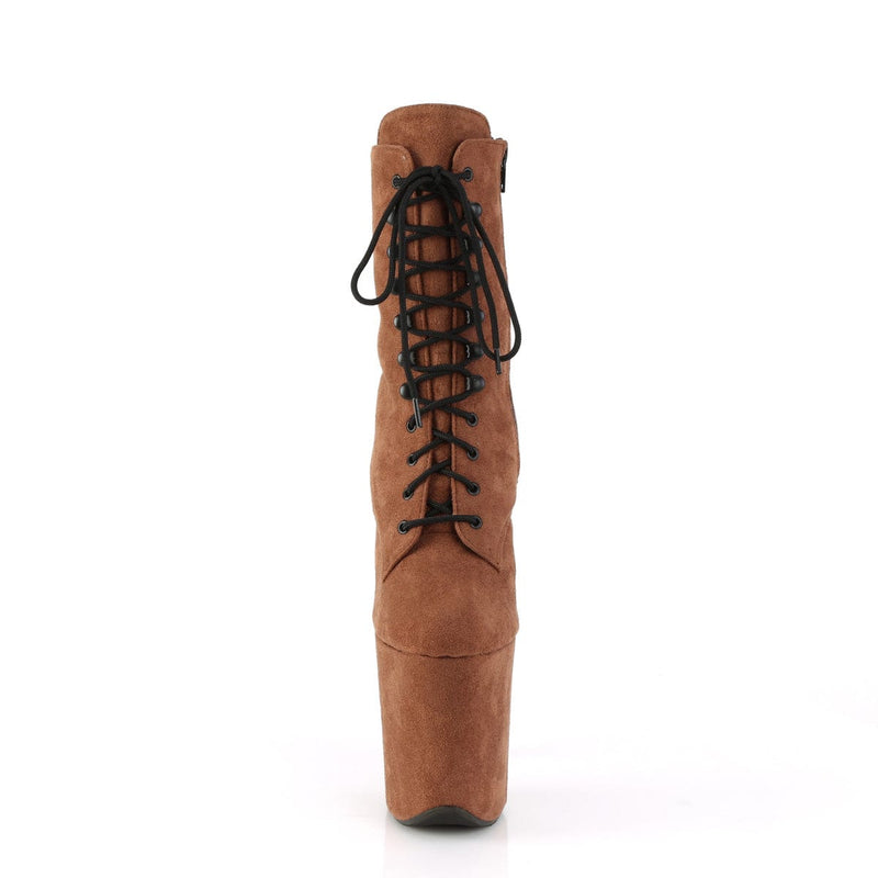 Pleaser FLAMINGO-1020FS Platform Ankle Boot (Caramel Faux Suede/Caramel Faux Suede)