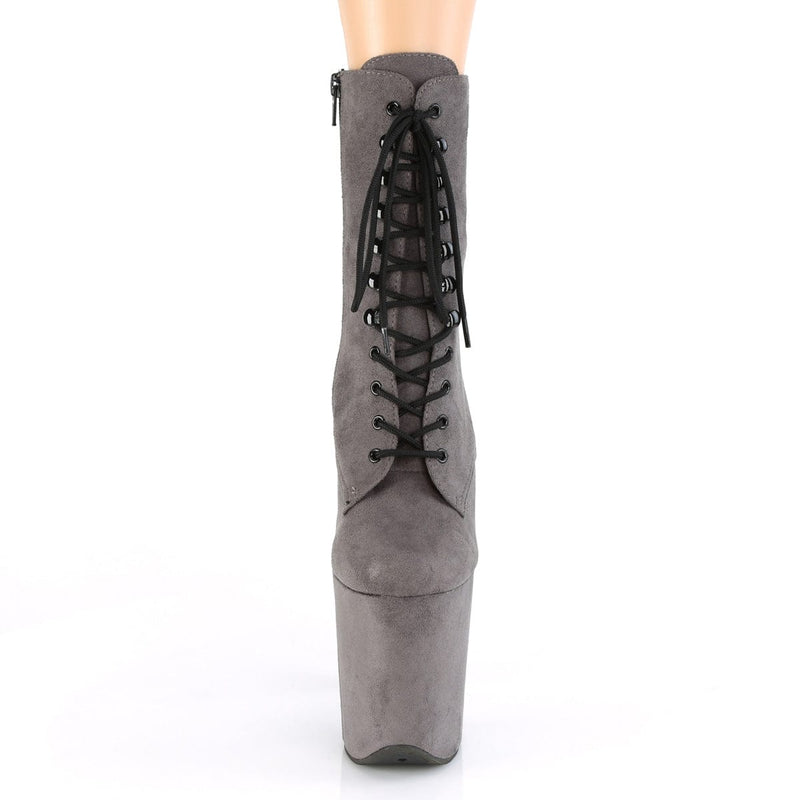 Pleaser FLAMINGO-1020FS Platform Ankle Boot (Grey Faux Suede/Grey Faux Suede)