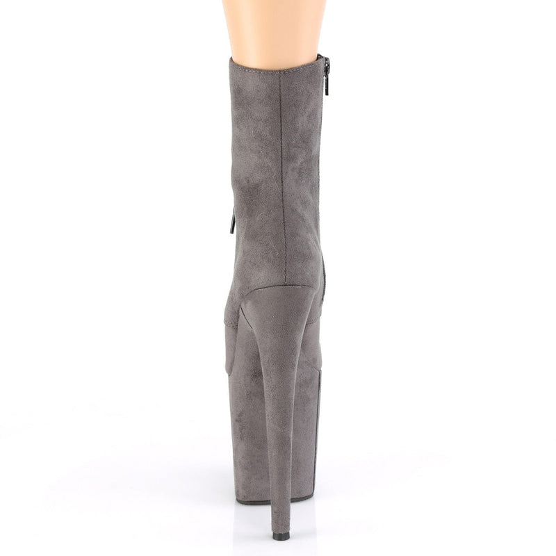 Pleaser FLAMINGO-1020FS Platform Ankle Boot (Grey Faux Suede/Grey Faux Suede)