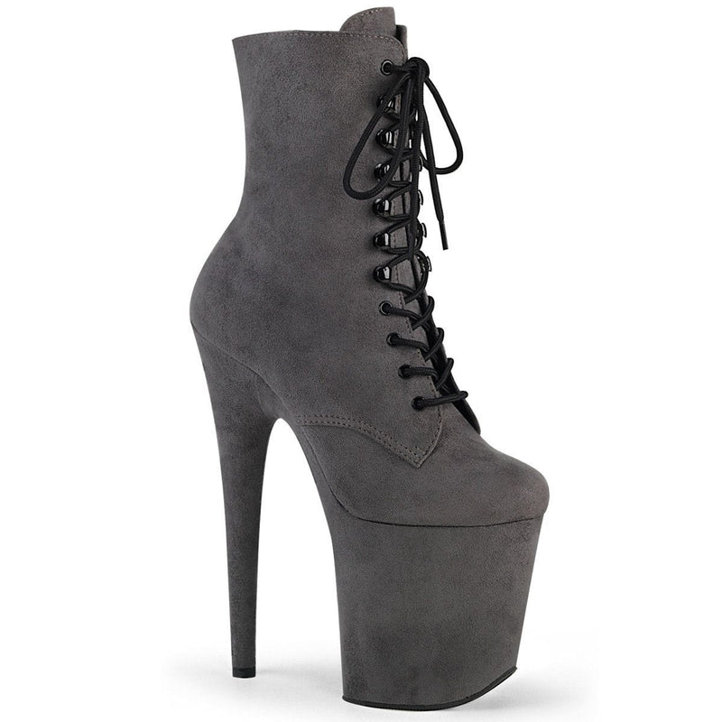 Pleaser FLAMINGO-1020FS Platform Ankle Boot (Grey Faux Suede/Grey Faux Suede)