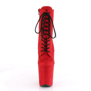 Pleaser FLAMINGO-1020FS Platform Ankle Boot (Red Faux Suede/Red Faux Suede)