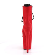 Pleaser FLAMINGO-1020FS Platform Ankle Boot (Red Faux Suede/Red Faux Suede)