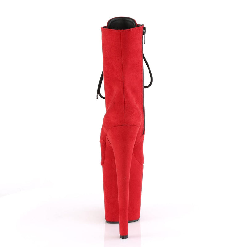 Pleaser FLAMINGO-1020FS Platform Ankle Boot (Red Faux Suede/Red Faux Suede)