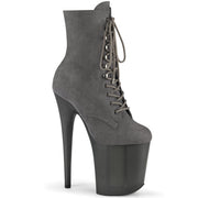Pleaser FLAMINGO-1020FST Platform Ankle Boot (Grey Faux Suede/Frosted Grey)