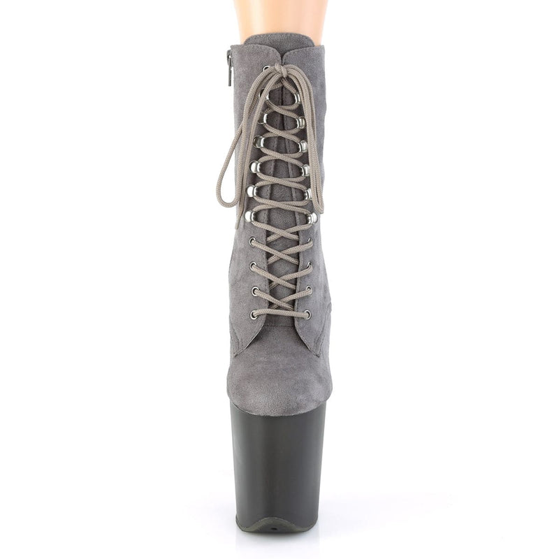 Pleaser FLAMINGO-1020FST Platform Ankle Boot (Grey Faux Suede/Frosted Grey)