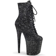 Pleaser FLAMINGO-1020GWR Platform Ankle Boot (Black Glitter/Black Glitter)