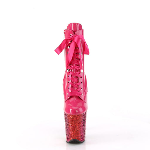 Pleaser FLAMINGO-1020HG Platform Ankle Boot (Hot Pink Holo Patent/Rainbow Glitter)