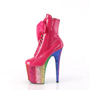 Pleaser FLAMINGO-1020HG Platform Ankle Boot (Hot Pink Holo Patent/Rainbow Glitter)