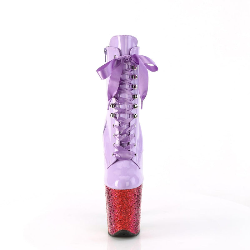 Pleaser FLAMINGO-1020HG Platform Ankle Boot (Lavender Holo Patent/Rainbow Glitter)