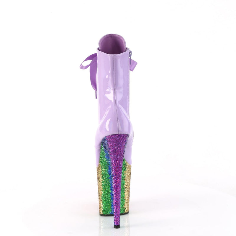 Pleaser FLAMINGO-1020HG Platform Ankle Boot (Lavender Holo Patent/Rainbow Glitter)