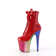 Pleaser FLAMINGO-1020HG Platform Ankle Boot (Red Holo Patent/Rainbow Glitter)