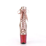 Pleaser FLAMINGO-1020HG Platform Ankle Boot (Rose Gold Holo Patent/Rainbow Glitter)