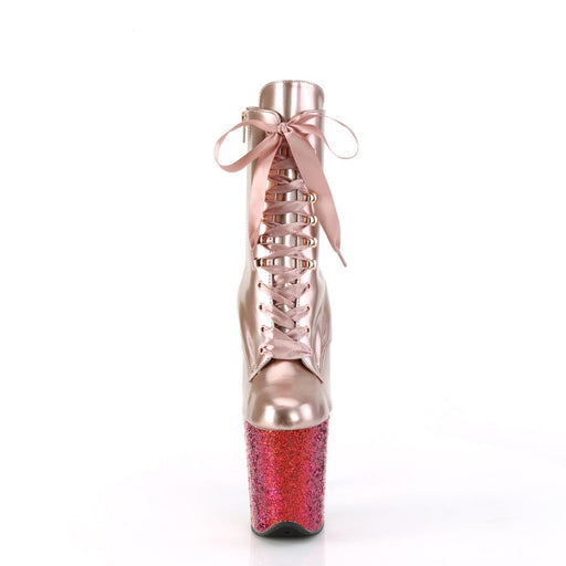Pleaser FLAMINGO-1020HG Platform Ankle Boot (Rose Gold Holo Patent/Rainbow Glitter)