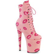 Pleaser FLAMINGO-1020KISSES Platform Ankle Boot (Baby Pink Faux Leather/Baby Pink Faux Leather)