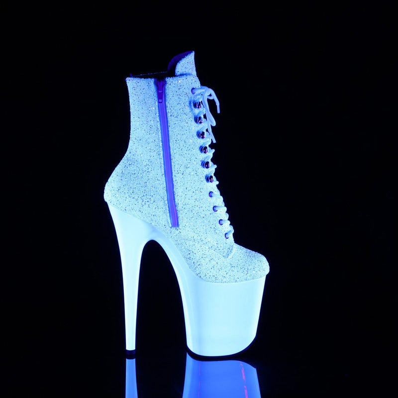 Pleaser FLAMINGO-1020LG Platform Ankle Boot (Neon White Multi Glitter/Neon White)