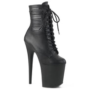 Pleaser FLAMINGO-1020PK Platform Ankle Boot (Black Faux Leather/Black Matte)