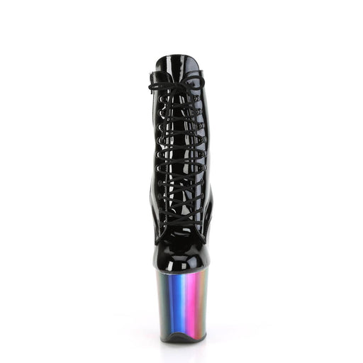 Pleaser FLAMINGO-1020RC Platform Ankle Boot (Black Patent/Rainbow Chrome)