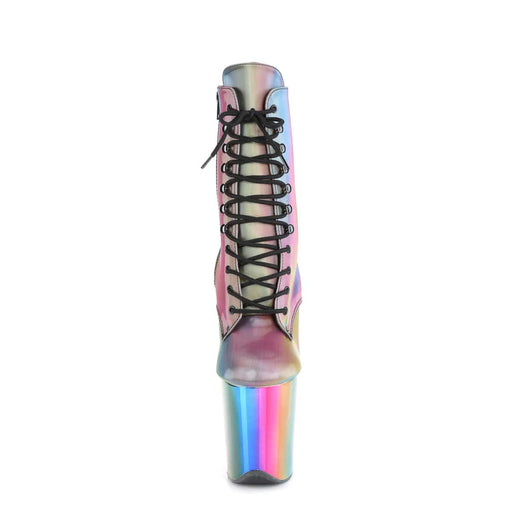 Pleaser FLAMINGO-1020RC Platform Ankle Boot (Rainbow Reflective/Rainbow Chrome)