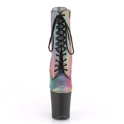 Pleaser FLAMINGO-1020REFL Platform Ankle Boot (Rainbow Reflective/Black Matte)