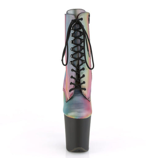 Pleaser FLAMINGO-1020REFL Platform Ankle Boot (Rainbow Reflective/Black Matte)