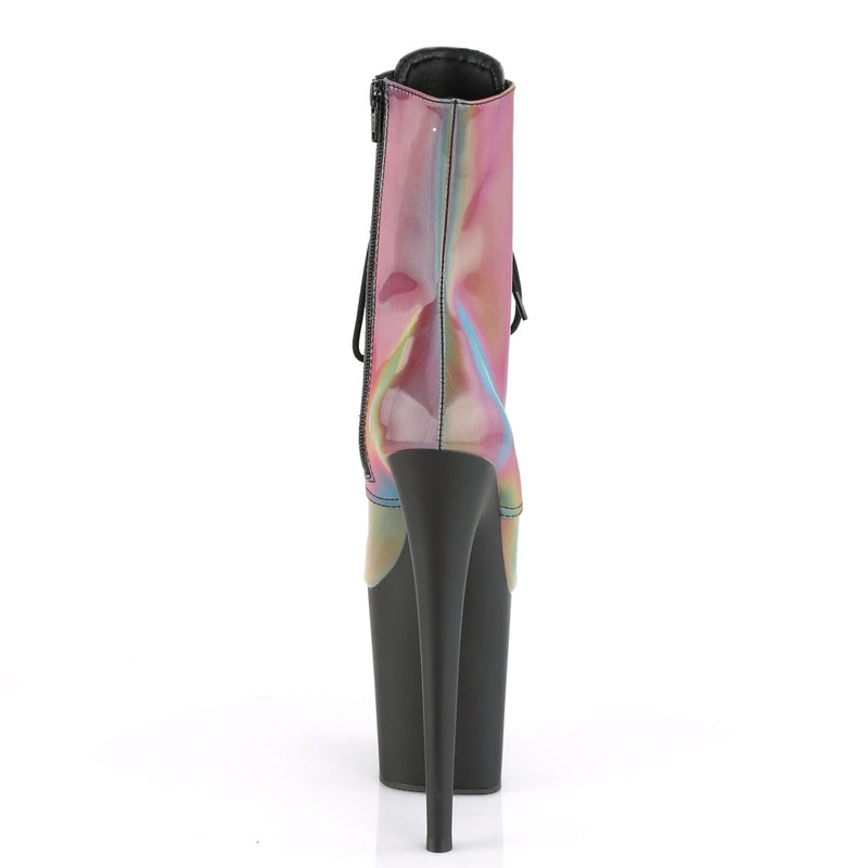 Pleaser FLAMINGO-1020REFL Platform Ankle Boot (Rainbow Reflective/Black Matte)