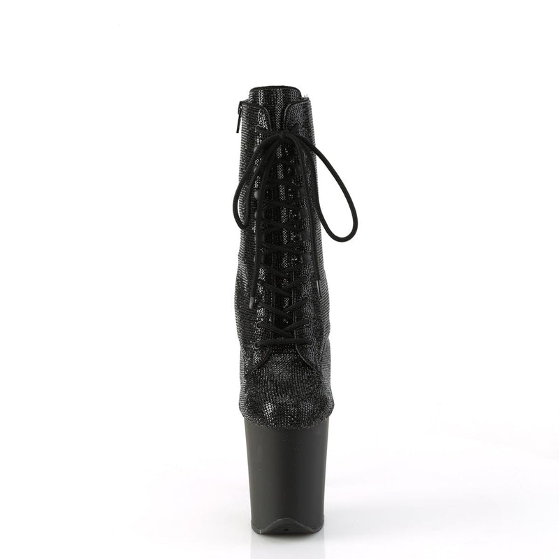 Pleaser FLAMINGO-1020RS Platform Ankle Boot (Black Rhinestone/Black Matte)