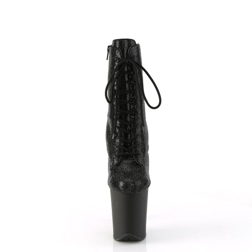 Pleaser FLAMINGO-1020RS Platform Ankle Boot (Black Rhinestone/Black Matte)